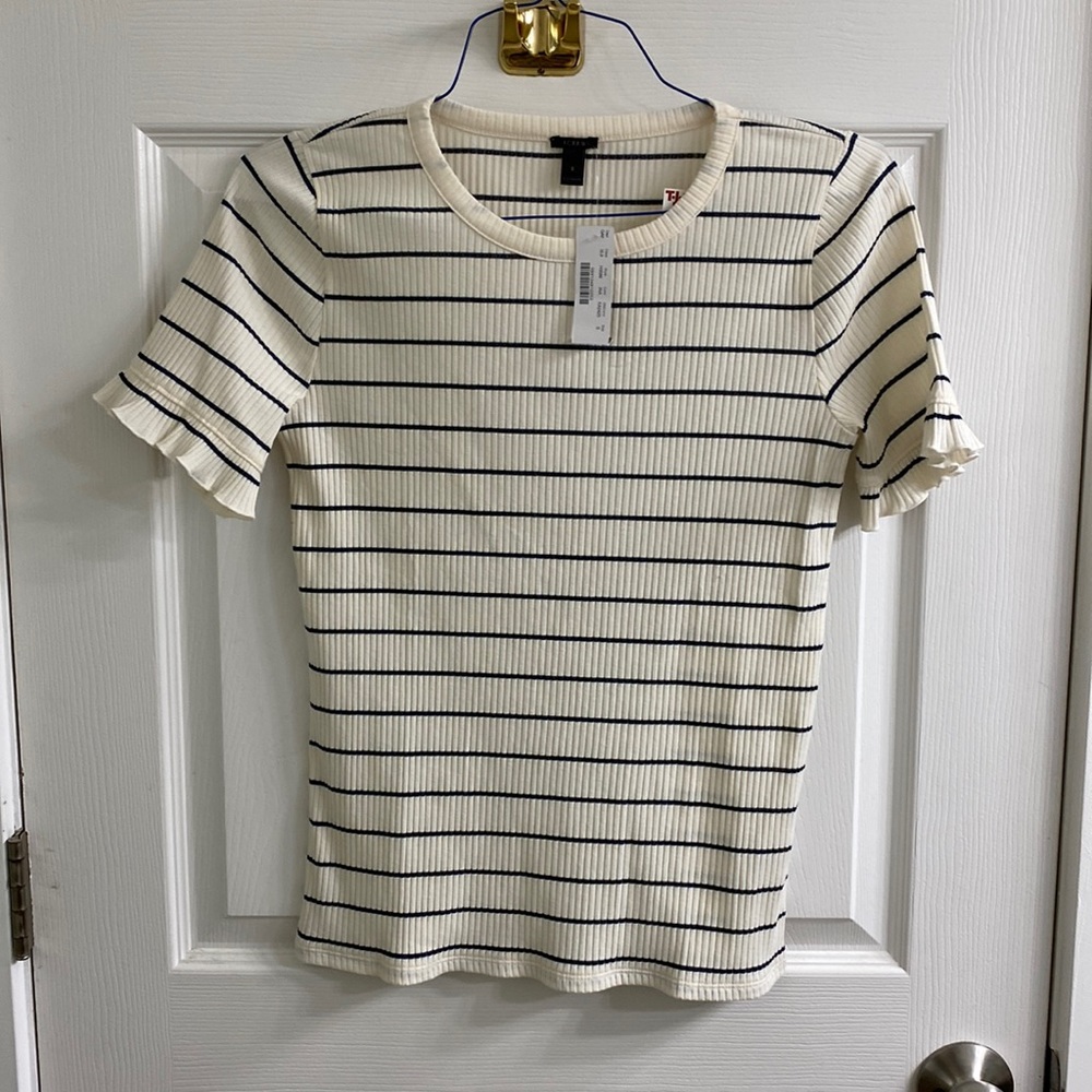 JCrew Ribbed, ruffle sleeve top